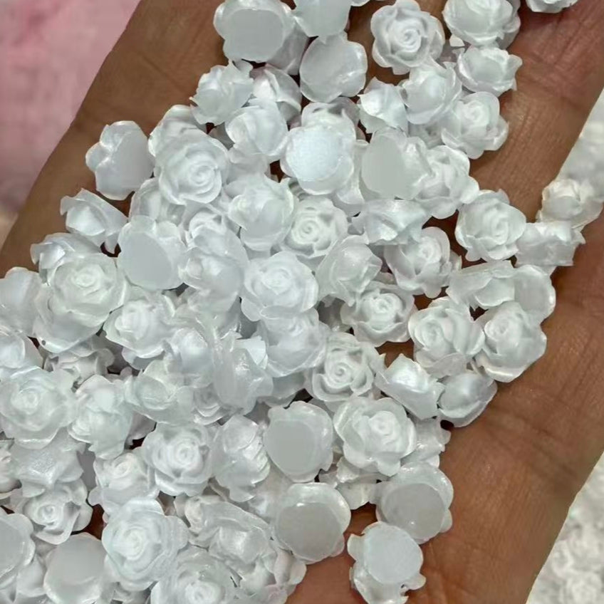 [KM6937]- 8mm Two-Color Luminous Pearl Paint Rose Flower Charms