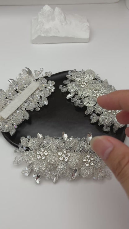 FS5410- About 50*100mm Handmade 3 Diamonds Flowers With Crystal