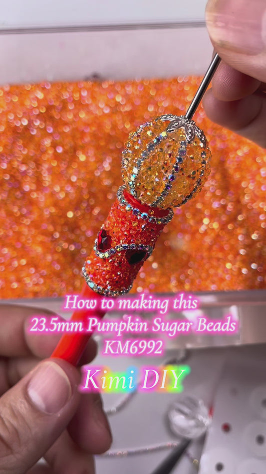 Video- [KM6992]- 23.5mm Neon Orange Color Pumpkin Fancy Sugar Beads