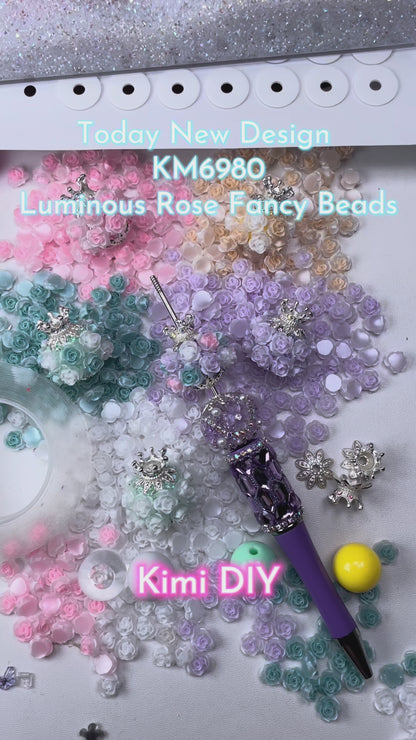[KM6980]- 25mm Crown Luminous Rose Flower Fancy Beads