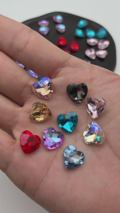 FS5401- 12mm Heart Crystal Diamonds Loving Heart With Pointed Bottom Diamonds