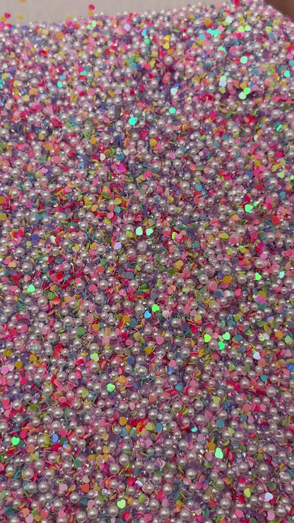FS5332- 2mm - 4mm Mixed Refills Love - shaped Glitter + Diamonds + Pearls Filler