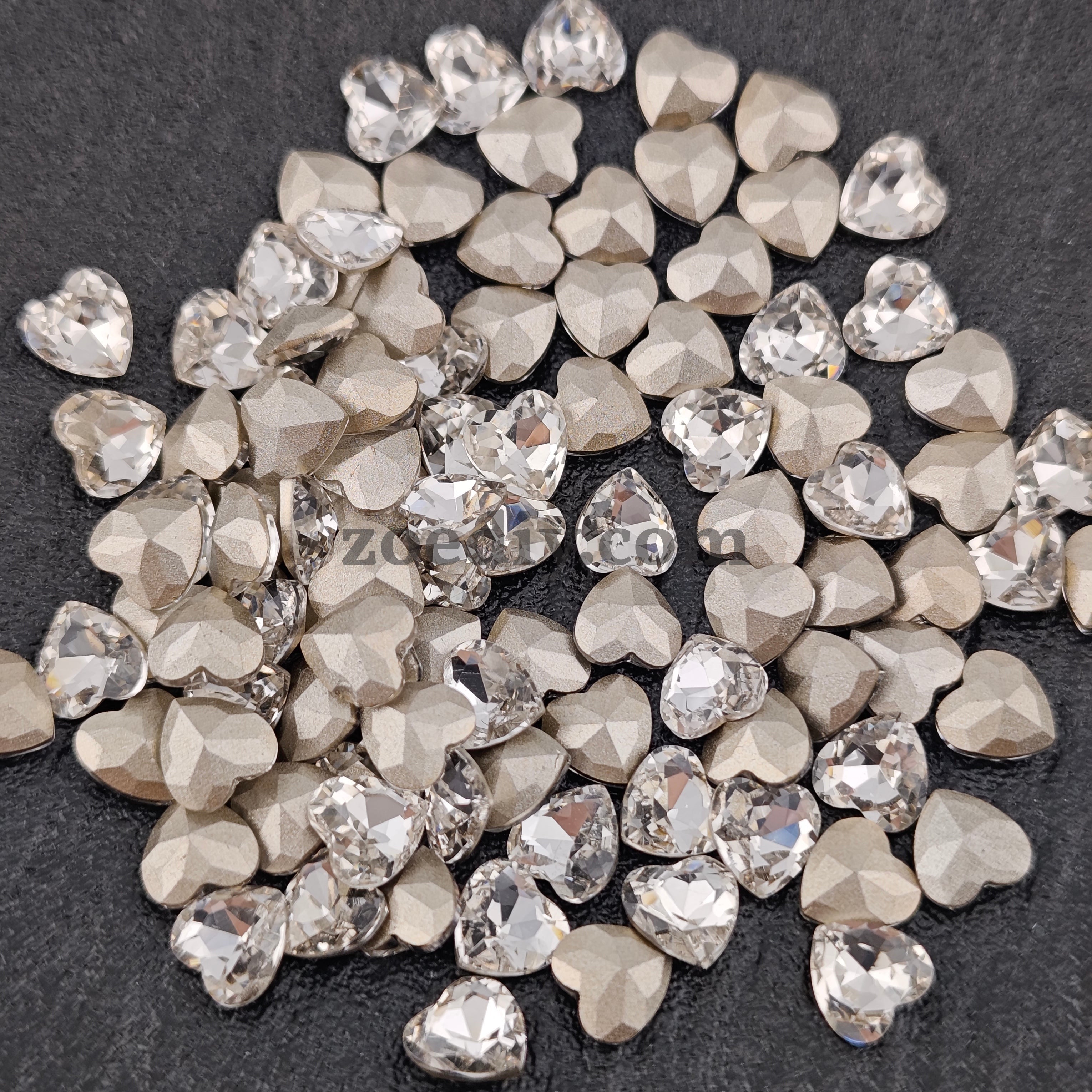 FS1396- 8*8mm Pointed Bottom Heart Crystal Diamonds For Making Fancy Beads