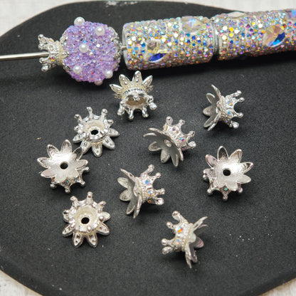 [KM6873]- 9mm*14mm Crown Flower Spacers Metal Beads