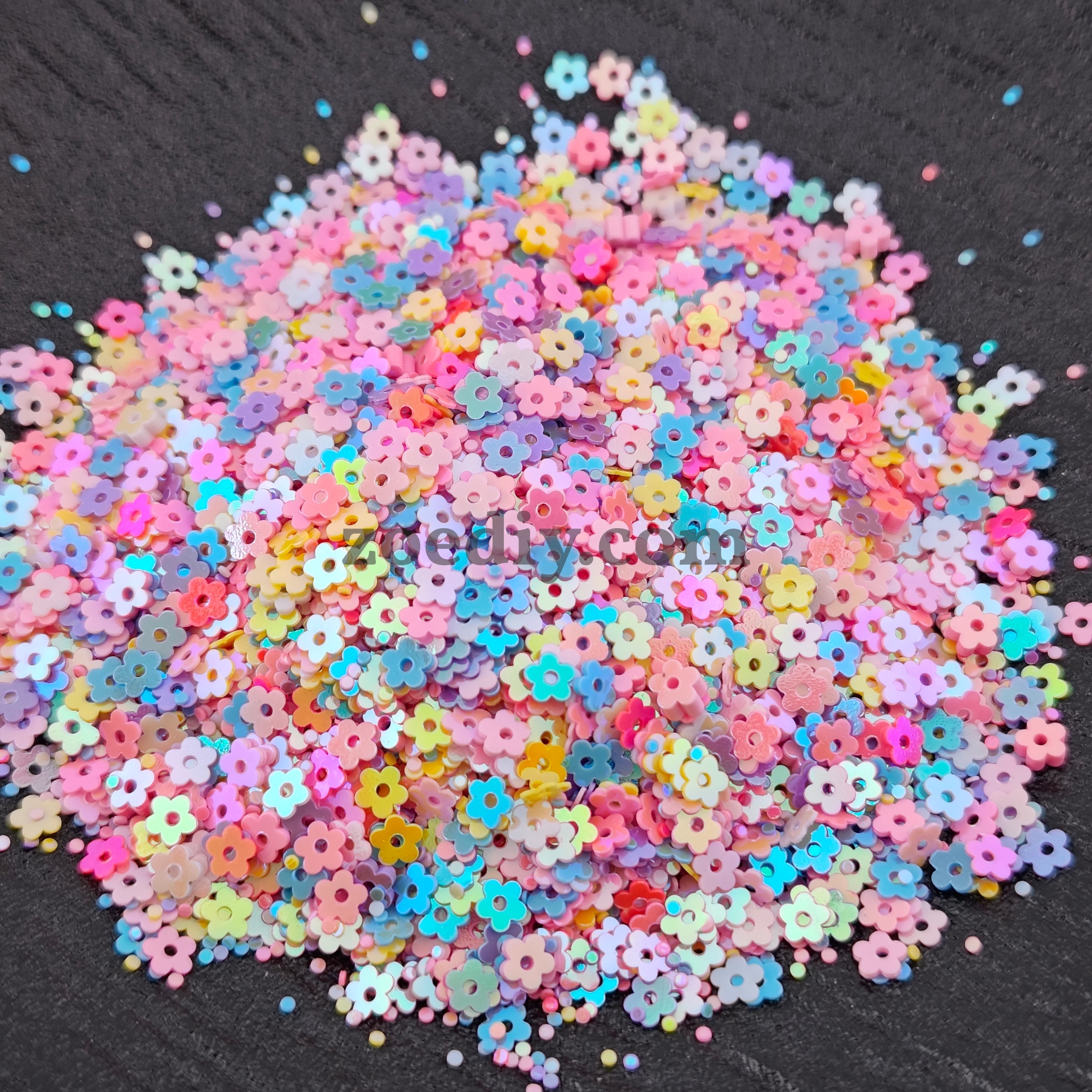 FS1606- 4mm Flower Flash Glitter Chip Mixed Color for DIY Shakes or Beads